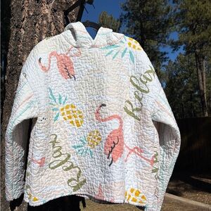 Flamingo and Pineapple Quilted Hoodie
